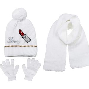 S.W.A.K Girls Knit Hat, Scarf And Gloves